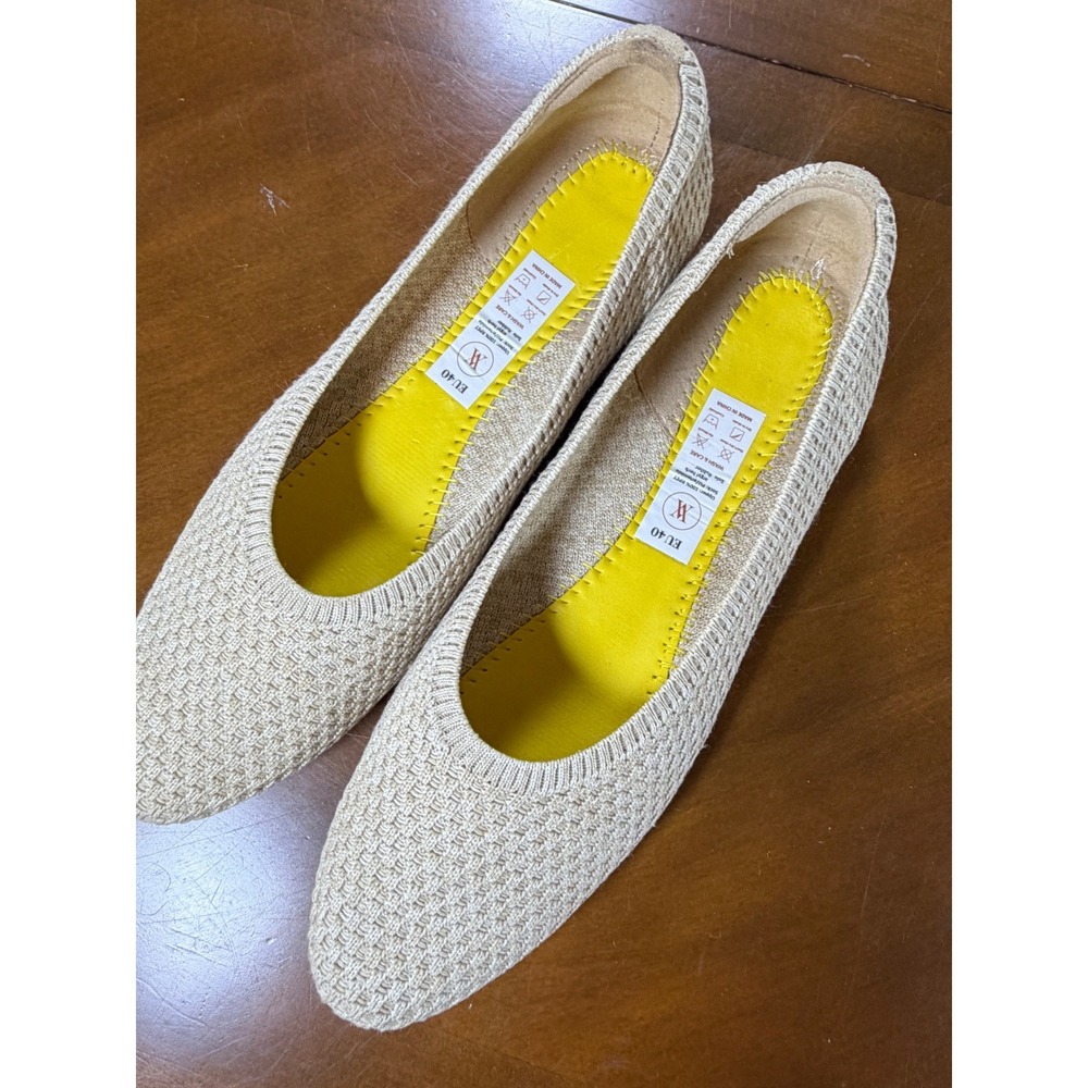 VIVAIA Aria 5° Pointed Toe Flats Women 40/9.5 Ballet Beige Knit Sustainable Hemp - Picture 7 of 9